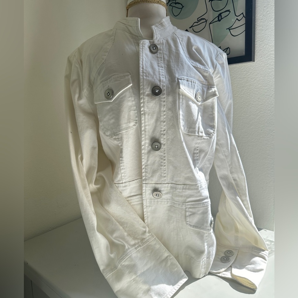 Dress Barn White Cotton Light Jacket size XL